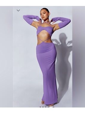Meshki Lavender Strappy Cutout Maxi Dress